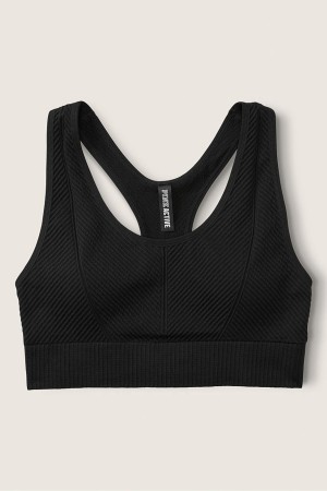 Victoria's Secret Seamless Seamless Lightly Gevoerde Low Impact Racerback Sports Bra Zwart | 95408-RGUP