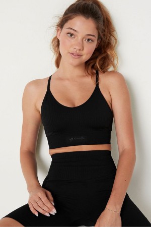 Victoria's Secret Seamless Seamless Lightly Gevoerde Low Impact Sports Bra Zwart | 17690-AXRZ