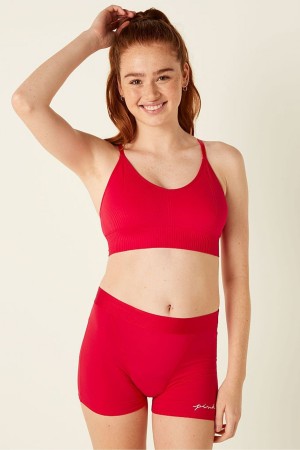 Victoria's Secret Seamless Seamless Lightly Gevoerde Low Impact Sports Bra Rood | 42965-PBKS