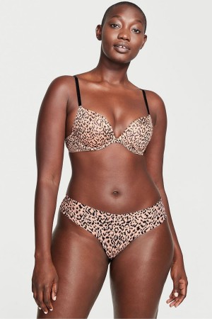 Victoria's Secret Sexy Illusions by Victorias Secret Smooth No Show String Knickers Roze Leopard | 89124-HJZL