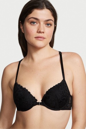 Victoria's Secret Sexy Tee Kanten Front Bevestiging Push Up T-Shirt Bra Zwart | 76489-ABRP