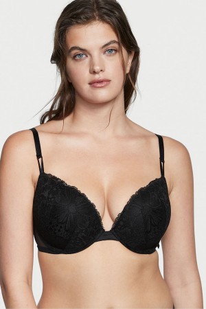 Victoria's Secret Sexy Tee Kanten T-Shirt Push Up Bra Zwart | 05917-QLSY