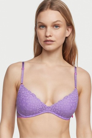 Victoria's Secret Sexy Tee Sexy T-Shirt Non Wired Push Up Bra Kanten Bra Paars | 16072-QEFC