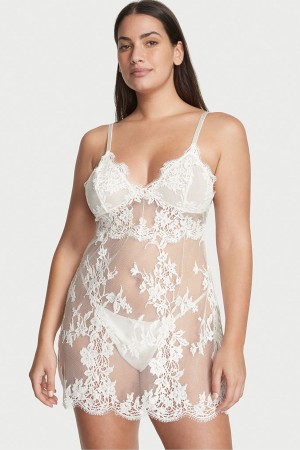 Victoria's Secret Sheer Kanten Slip Wit | 53970-JLCU