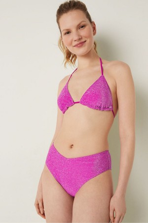 Victoria's Secret Shimmer High Taille Cheeky Bikini Bottom Roze | 87249-CXVO