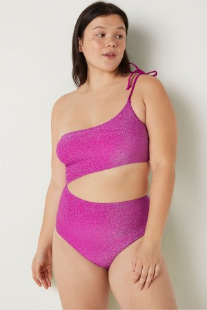 Victoria's Secret Shimmer One Shoulder Swimsuit Roze | 96241-APKQ