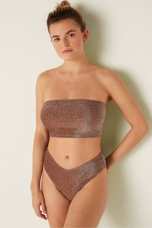 Victoria's Secret Shimmer Push Up Bikini Top Soft Cappucino | 53802-DTHI