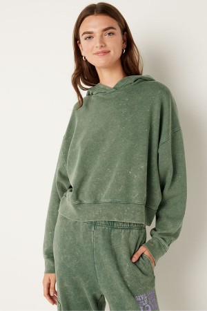 Victoria's Secret Shine Crop Long Sleeve Hoodie Groen Lichtturkoois | 43910-HIEN