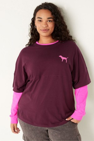 Victoria's Secret Shine Oversized Kort Sleeve T-Shirt Donkergrijs | 43968-CBJH