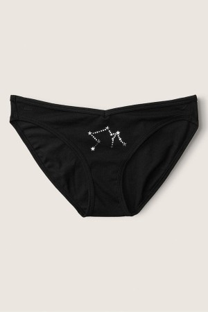 Victoria's Secret Stretch Katoenen Astrology Katoenen Bikini Knickers Zwart | 28104-KYLT