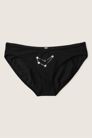 Victoria's Secret Stretch Katoenen Astrology Katoenen Bikini Knickers Zwart | 41067-ZJOT