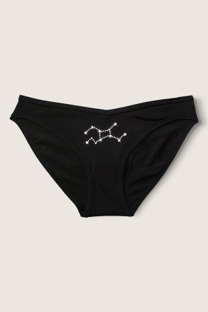 Victoria's Secret Stretch Katoenen Astrology Katoenen Bikini Knickers Zwart | 35490-WCPF