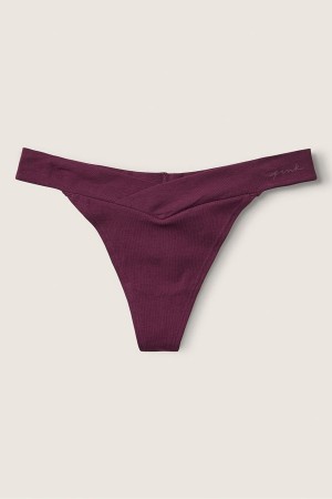 Victoria's Secret Stretch Katoenen Crossover Katoenen String Knicker Bordeaux Paars | 49803-SOYH