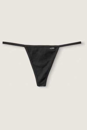 Victoria's Secret Stretch Katoenen Katoenen G String Knickers Zwart | 58962-VYGN