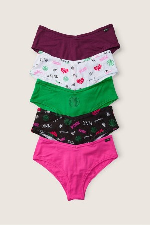 Victoria's Secret Stretch Katoenen Katoenen Cheeky Knickers 5 Pack Roze | 32169-QYMP