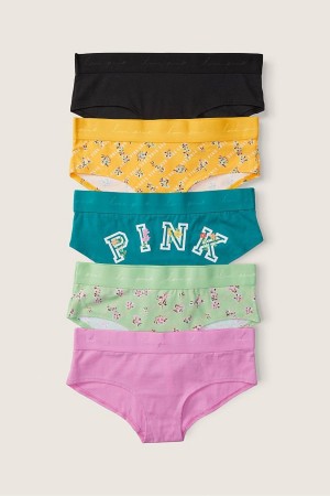 Victoria's Secret Stretch Katoenen Katoenen Hipster Knickers 5 Pack Black/Pink/Green/Orange | 65091-FLKU