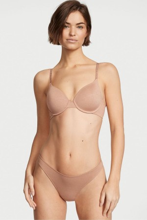 Victoria's Secret Stretch Katoenen Katoenen High Leg String Knickers Sweet Praline Nude | 63702-EPTD