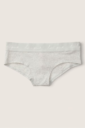 Victoria's Secret Stretch Katoenen Katoenen Logo Hipster Knickers Grijs | 08132-EPFR