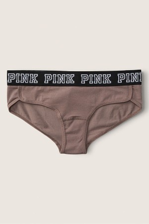 Victoria's Secret Stretch Katoenen Katoenen Logo Hipster Knickers Koffie Bruin | 08432-NHOD