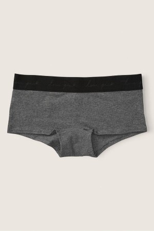 Victoria's Secret Stretch Katoenen Katoenen Logo Kort Knickers Grijs | 18035-JQHV