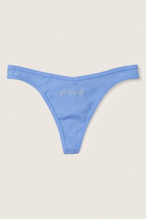 Victoria's Secret Stretch Katoenen Katoenen String Knickers Blauw Blauw | 70681-YCDH