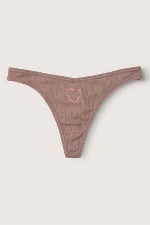 Victoria's Secret Stretch Katoenen Katoenen String Knickers Koffie Bruin | 94752-ITSH