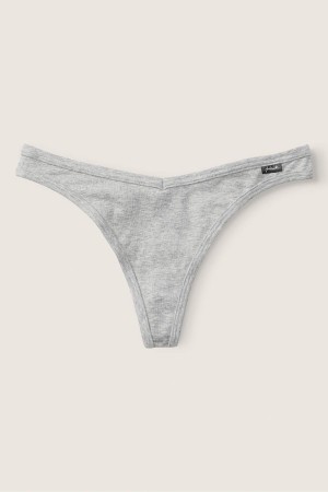 Victoria's Secret Stretch Katoenen Katoenen String Knicker Grijs | 78251-SLIC