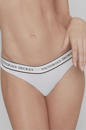 Victoria's Secret Stretch Katoenen Logo Knickers Wit | 87640-PQOH