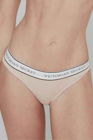 Victoria's Secret Stretch Katoenen Logo Knickers Nude | 38405-QZFE