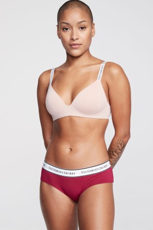 Victoria's Secret Stretch Katoenen Logo Knickers Rood | 26501-QOXZ