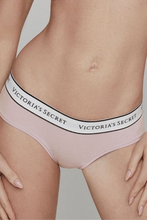 Victoria's Secret Stretch Katoenen Logo Knickers Roze Roze | 87264-GYNR