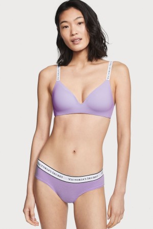 Victoria's Secret Stretch Katoenen Logo Knickers Paars | 56312-OIHY