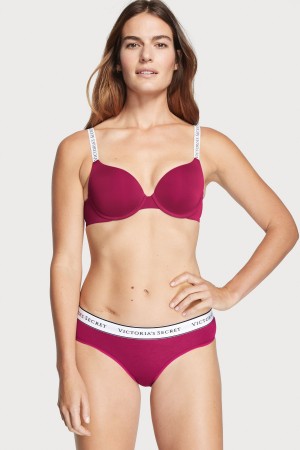 Victoria's Secret Stretch Katoenen Logo Knickers Rood | 25638-TSMF