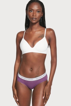 Victoria's Secret Stretch Katoenen Logo Knickers Paars | 73625-AWJY