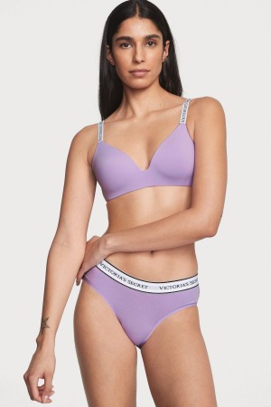 Victoria's Secret Stretch Katoenen Logo Knickers Paars | 78436-UIEA