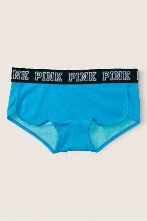 Victoria's Secret Stretch Katoenen Logo Kort Knickers Blauw | 14270-UXTO