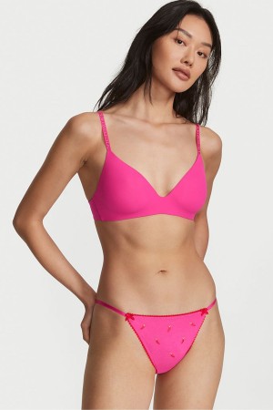 Victoria's Secret Stretch Katoenen Stretch Katoenen String Bikini Knickers Grijs | 72581-RJFM