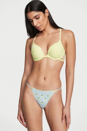 Victoria's Secret Stretch Katoenen Stretch Katoenen String Bikini Knickers Grijs | 65708-IOZM