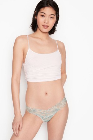 Victoria's Secret The Lacie Kanten String Knickers Blauw | 81926-TXNQ