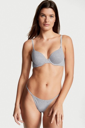 Victoria's Secret The T-Shirt Full Coverage Push Up Logo Bra Grijs | 74398-FVOZ