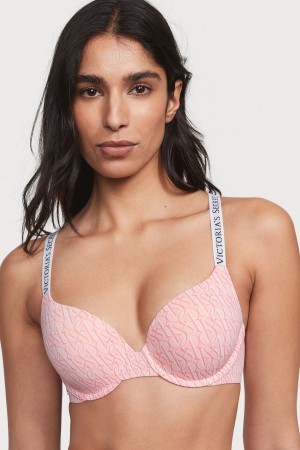 Victoria's Secret The T-Shirt Full Coverage Push Up Logo Bra Roze | 84631-EZTO