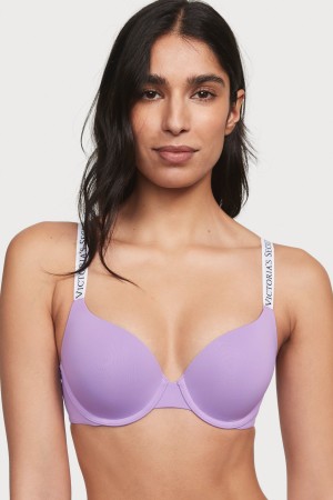 Victoria's Secret The T-Shirt Full Coverage Push Up Logo Bra Zwart | 75324-SYZM