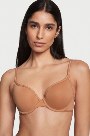 Victoria's Secret The T-Shirt Lightly Gevoerde Logo Riemen Full Cup Bra Honey Glow Nude | 15847-SUBO