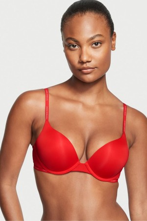 Victoria's Secret The T-Shirt Lightly Gevoerde Logo Riemen Full Cup Bra Rood | 94380-RHFD