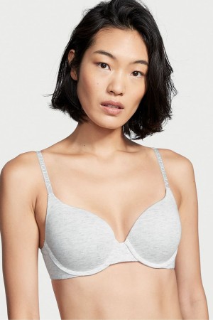 Victoria's Secret The T-Shirt Lightly Gevoerde Logo Riemen Full Cup Bra Grijs | 87924-PAFE