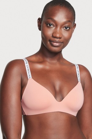 Victoria's Secret The T-Shirt Non Wired Logo T-Shirt Bra Roze Roze | 64725-IGDZ