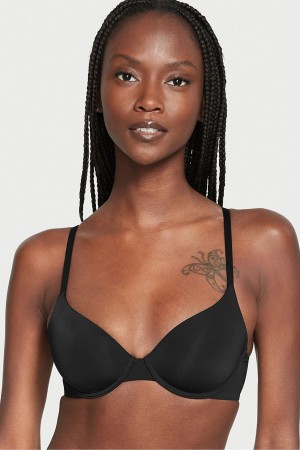 Victoria's Secret The T-Shirt Smooth Lightly Gevoerde T-Shirt Bra Zwart | 68350-FQCO