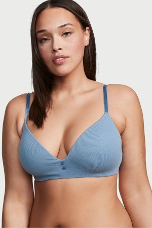 Victoria's Secret The T-Shirt Smooth Lightly Gevoerde Non Wired T-Shirt Bra Blauw | 38792-IVWA