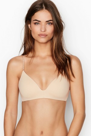 Victoria's Secret The T-Shirt Smooth Logo Riemen Lightly Gevoerde Non Wired T-Shirt Bra Blauw | 64913-HMNC