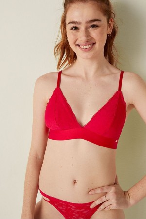 Victoria's Secret Unlined Kanten Triangle Bralette Rood | 23978-GSXW